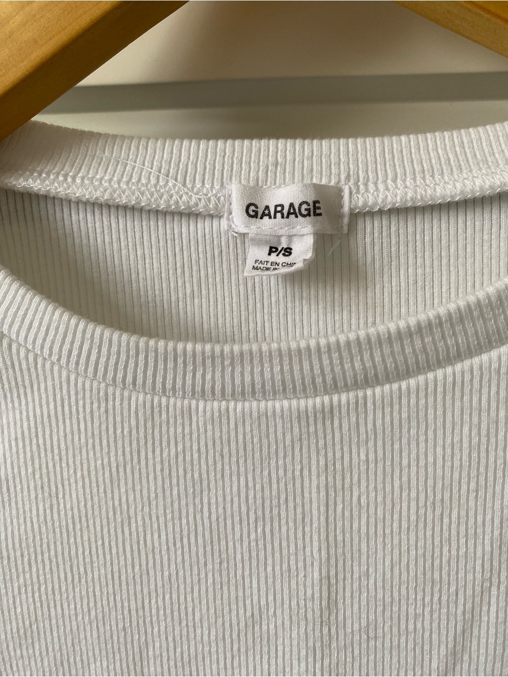 Garage White Ribbed Long Sleeve Crop Top - Picture 3 of 4